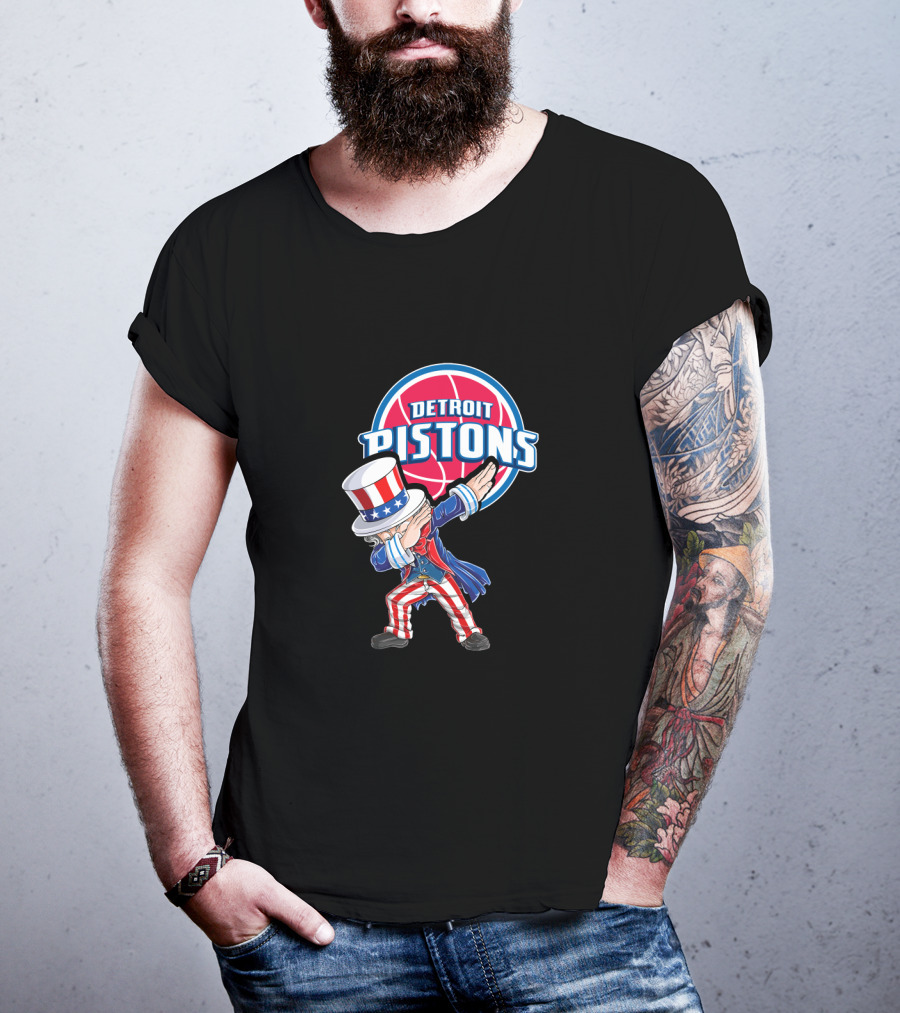 Uncle Sam Dabbing Detroit Pistons 4Th July Basketball Celebration T-Shirt
