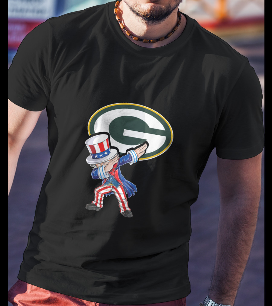 Uncle Sam Dabbing Green Bay Packers Nfl 4Th Of July T-Shirt