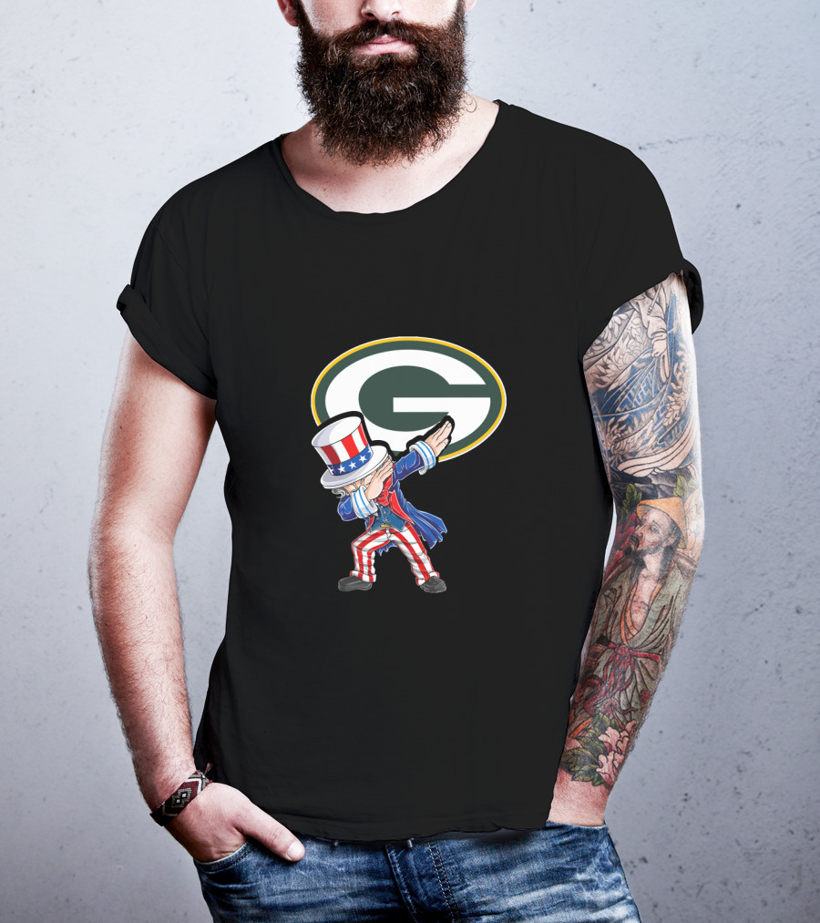 Uncle Sam Dabbing Green Bay Packers Nfl 4Th Of July T-Shirt