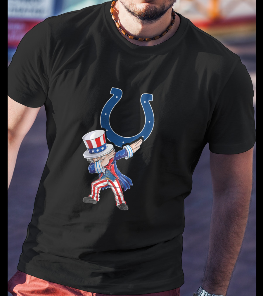 Uncle Sam Dabbing With Indianapolis Colts Horseshoe For 4Th Of July Celebration T-Shirt