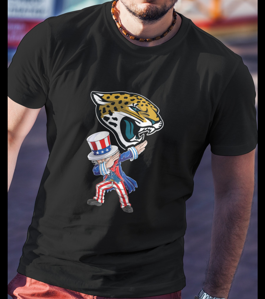 Uncle Sam Dabbing With Jacksonville Jaguars For 4Th Of July T-Shirt