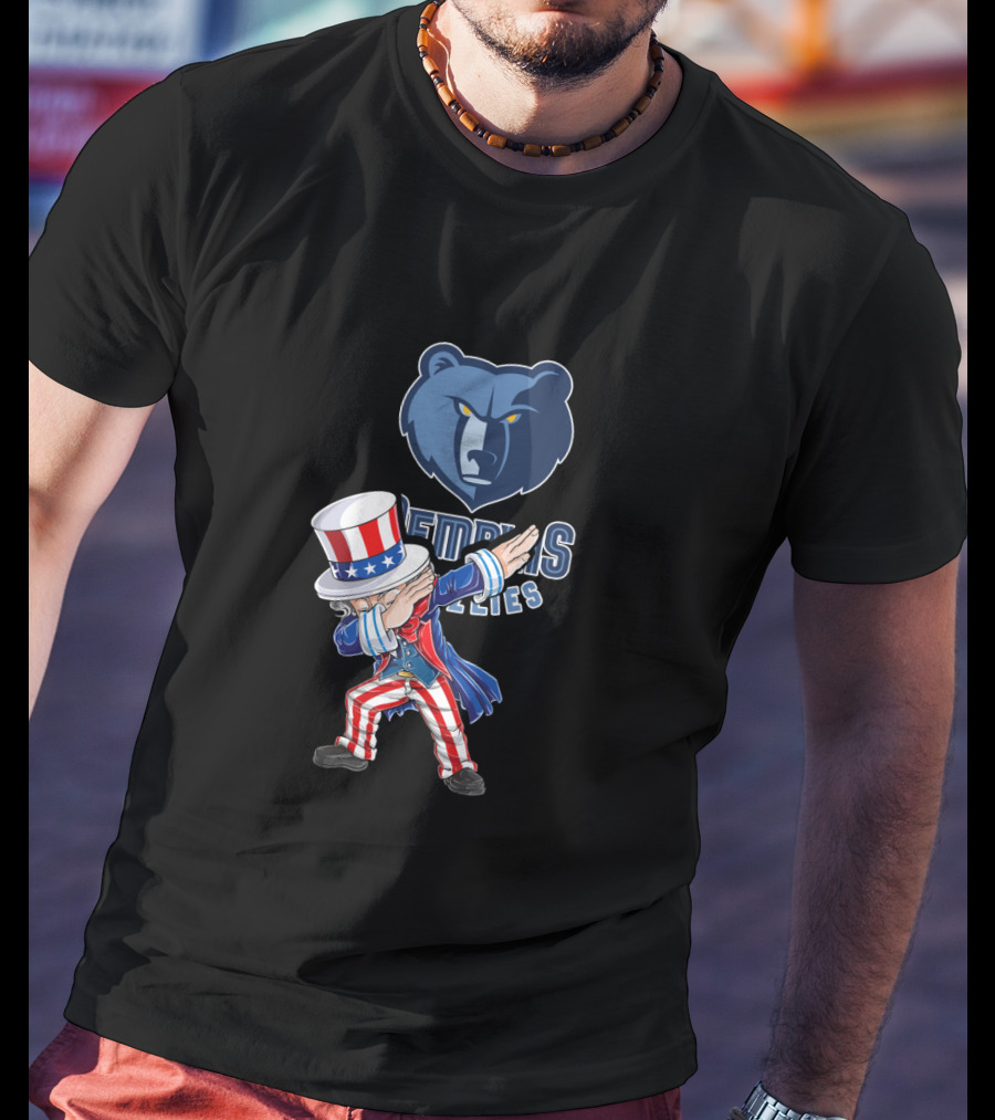 Uncle Sam Dabbing With Memphis Grizzlies For 4Th Of July Celebration T-Shirt