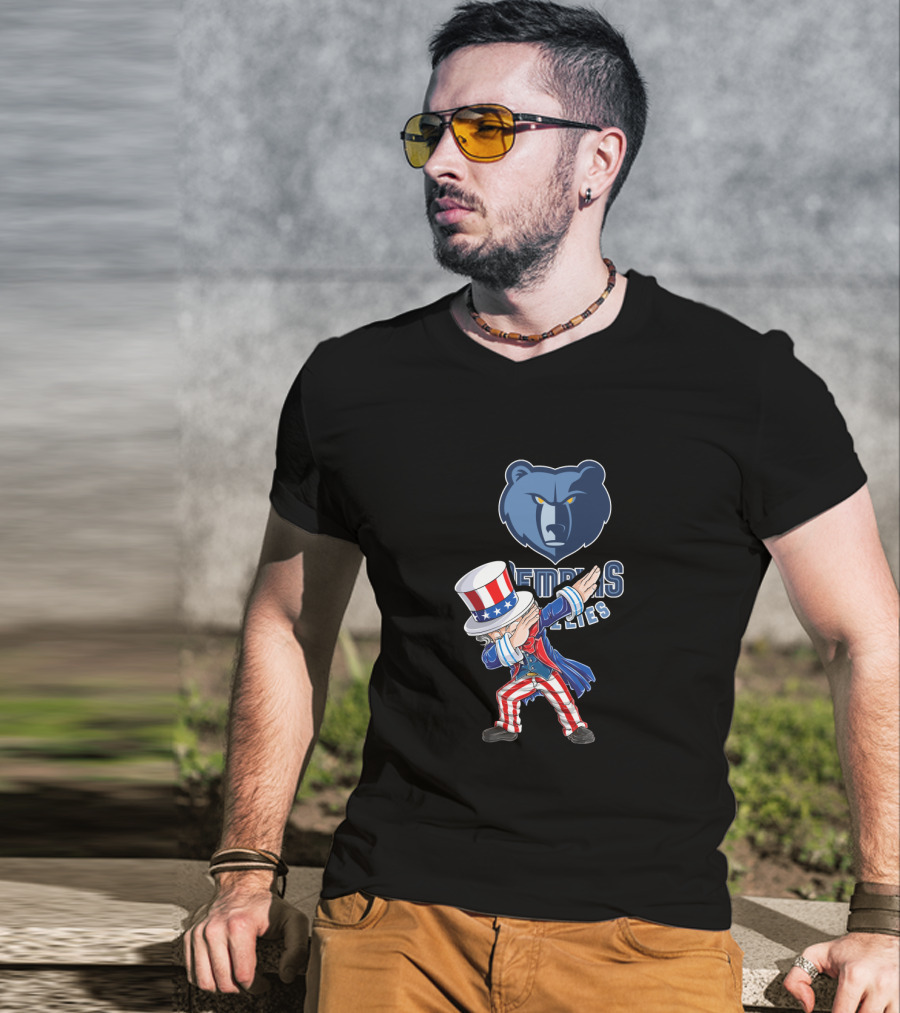 Uncle Sam Dabbing With Memphis Grizzlies For 4Th Of July Celebration T-Shirt