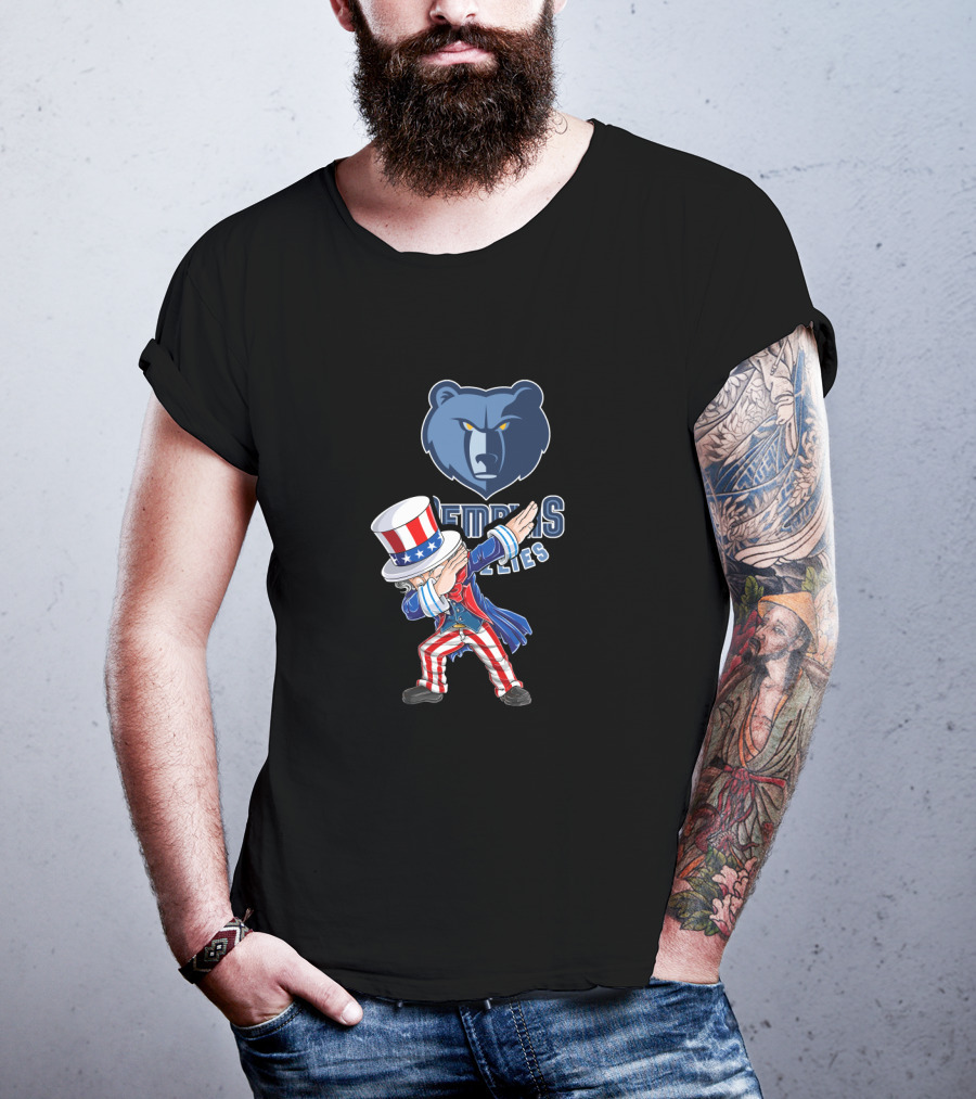 Uncle Sam Dabbing With Memphis Grizzlies For 4Th Of July Celebration T-Shirt