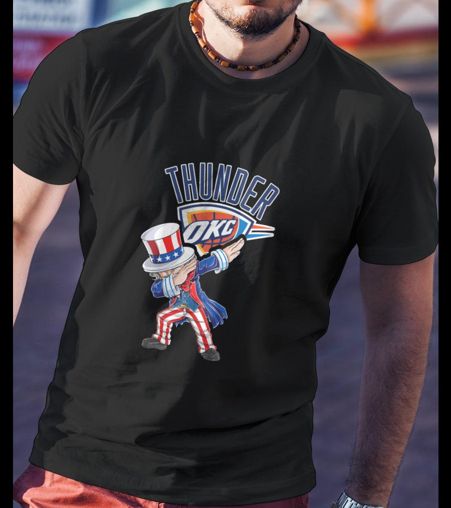 Thunder Okc Uncle Sam Dabbing 4Th Of July T-Shirt