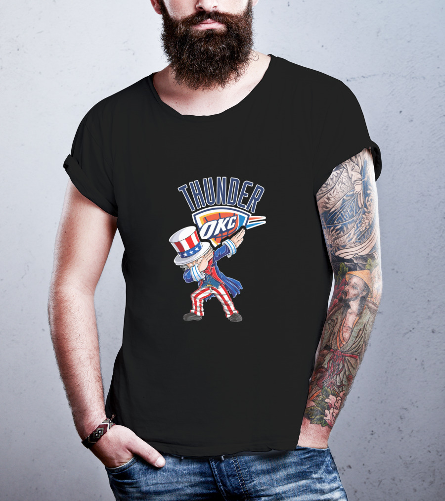 Thunder Okc Uncle Sam Dabbing 4Th Of July T-Shirt
