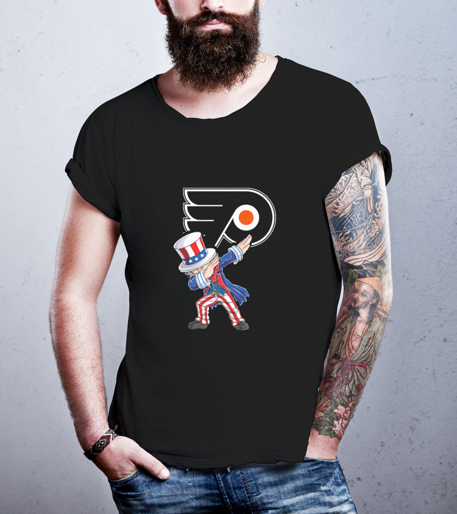 Uncle Sam Dabbing Philadelphia Flyers 4Th Of July Celebration T-Shirt