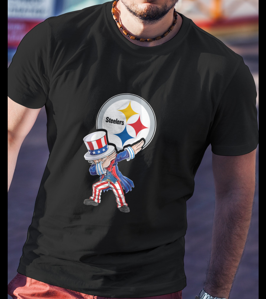 Uncle Sam Dabbing Steelers July 4Th Fan Gear T-Shirt