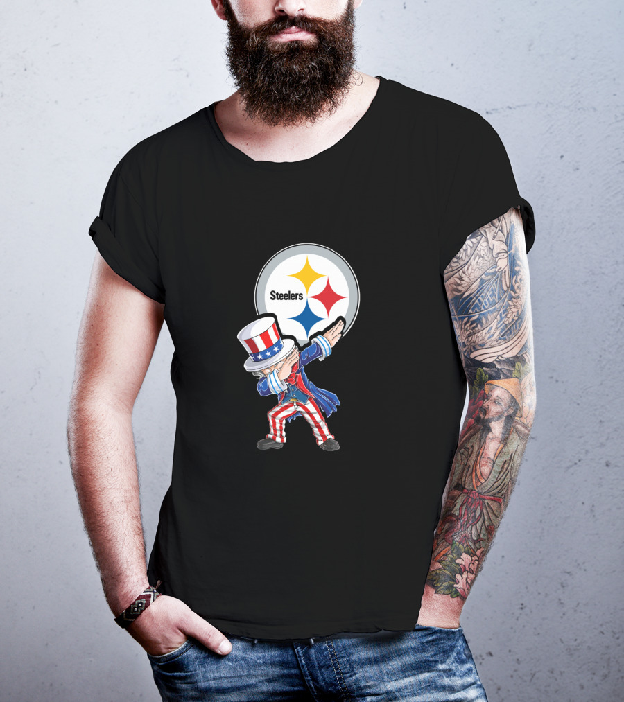 Uncle Sam Dabbing Steelers July 4Th Fan Gear T-Shirt