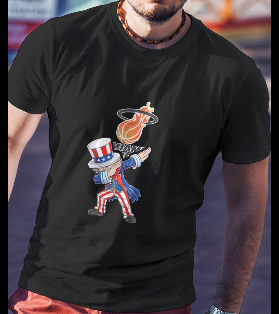 Uncle Sam Dabbing Miami Heat 4Th Of July Fans T-Shirt