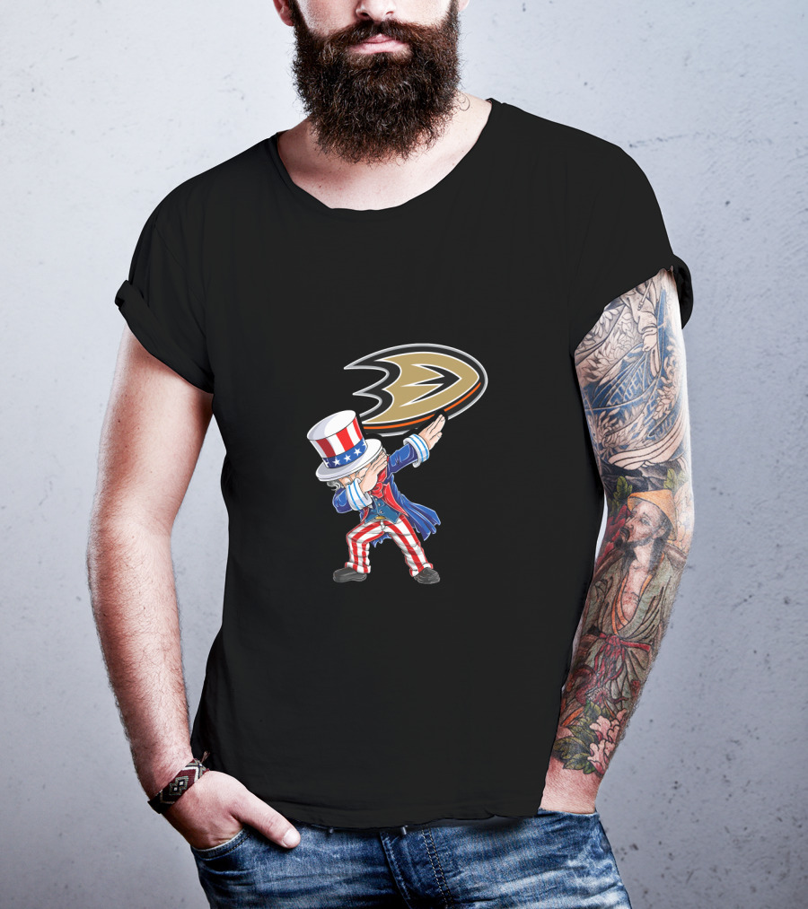 Uncle Sam Dabbing Celebrating Anaheim Ducks 4Th Of July Fans T-Shirt