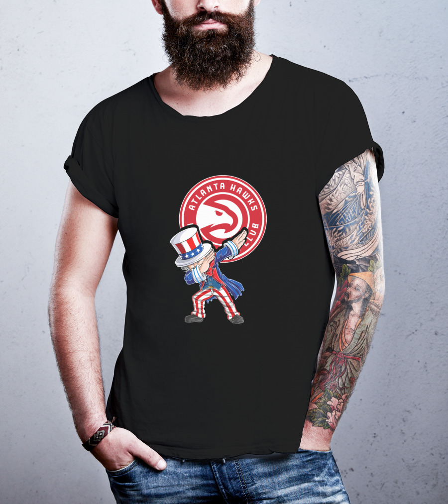 Atlanta Hawks Fans Patriotic Uncle Sam Dabbing 4Th July Celebration T-Shirt