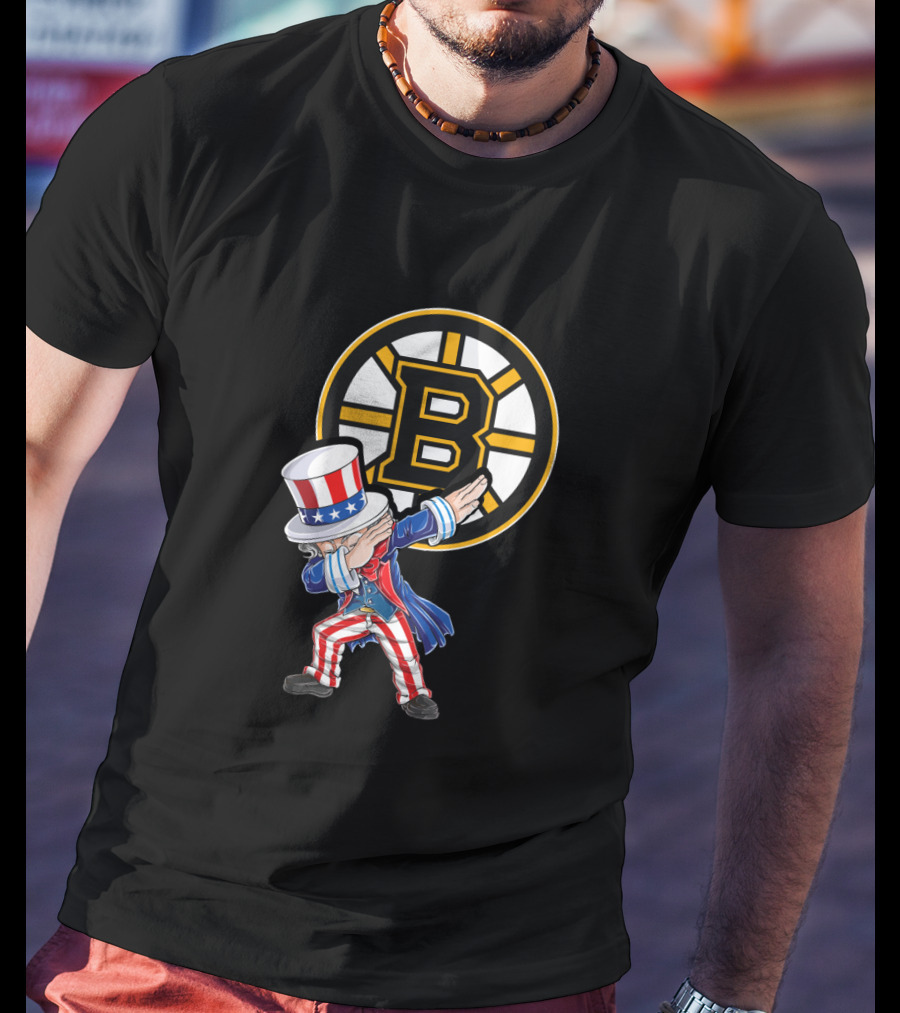 Uncle Sam Dabbing Boston Bruins 4Th Of July Fan Celebration T-Shirt