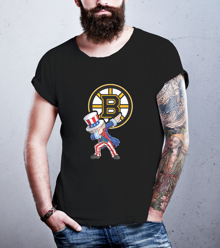 Uncle Sam Dabbing Boston Bruins 4Th Of July Fan Celebration T-Shirt