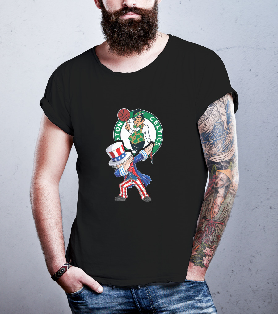 Uncle Sam Dabbing Boston Celtics 4Th Of July Fans T-Shirt