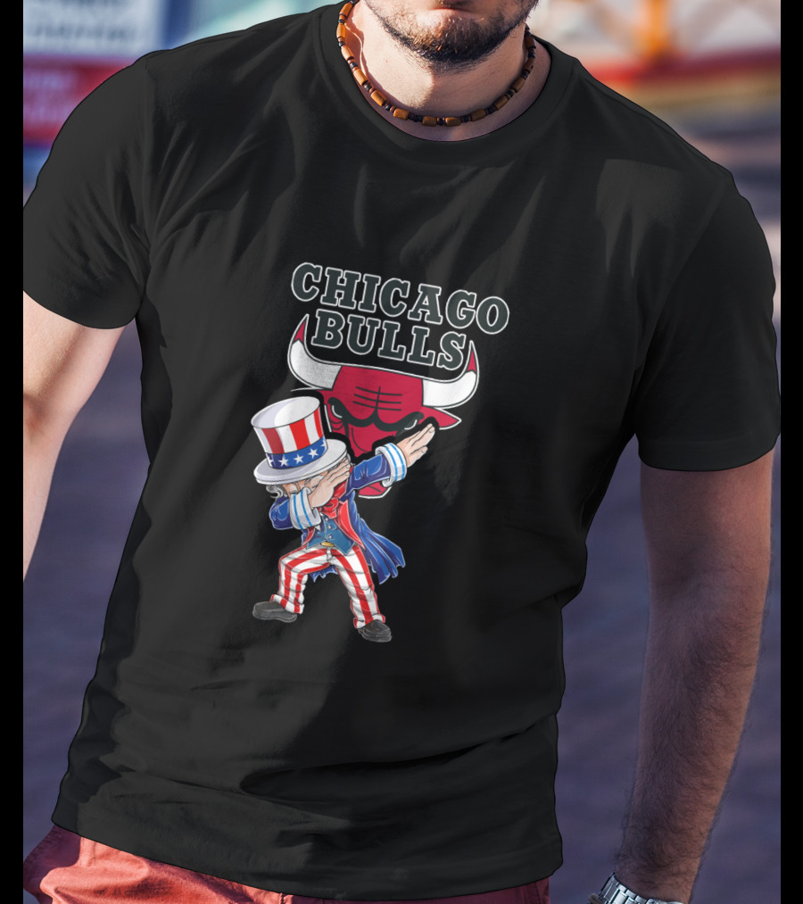 Uncle Sam Dabbing With Chicago Bulls Logo For 4Th Of July Celebrations T-Shirt