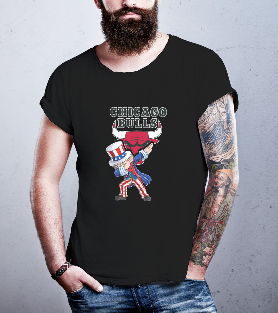 Uncle Sam Dabbing With Chicago Bulls Logo For 4Th Of July Celebrations T-Shirt