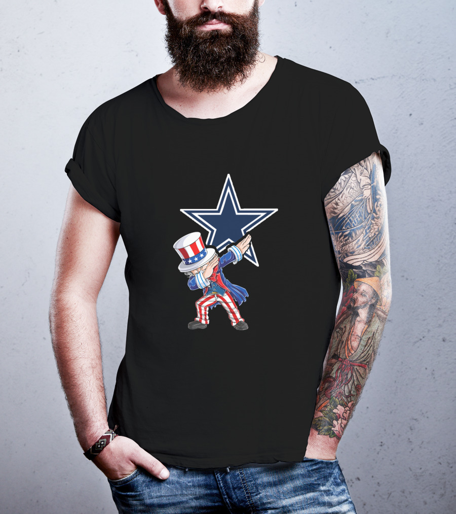 Uncle Sam Dabbing Dallas Cowboys Fans 4Th July Star Celebration T-Shirt