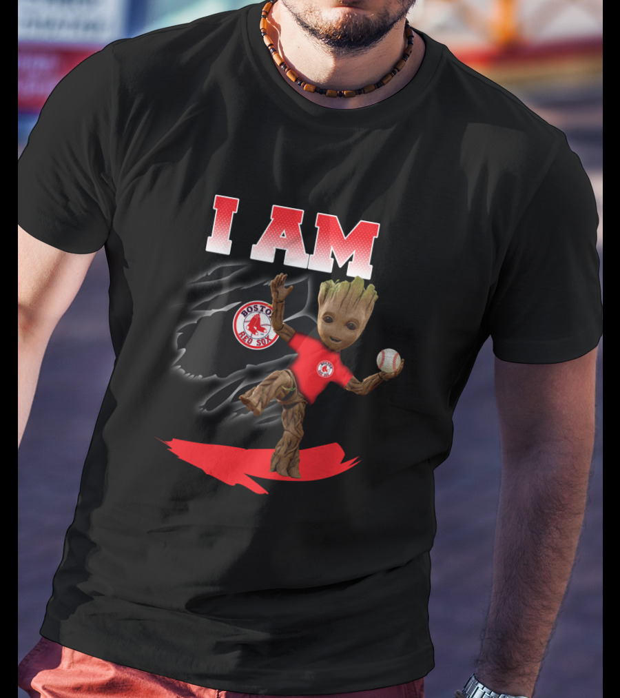 I Am Boston Red Sox Groot Baseball Fan T-Shirt