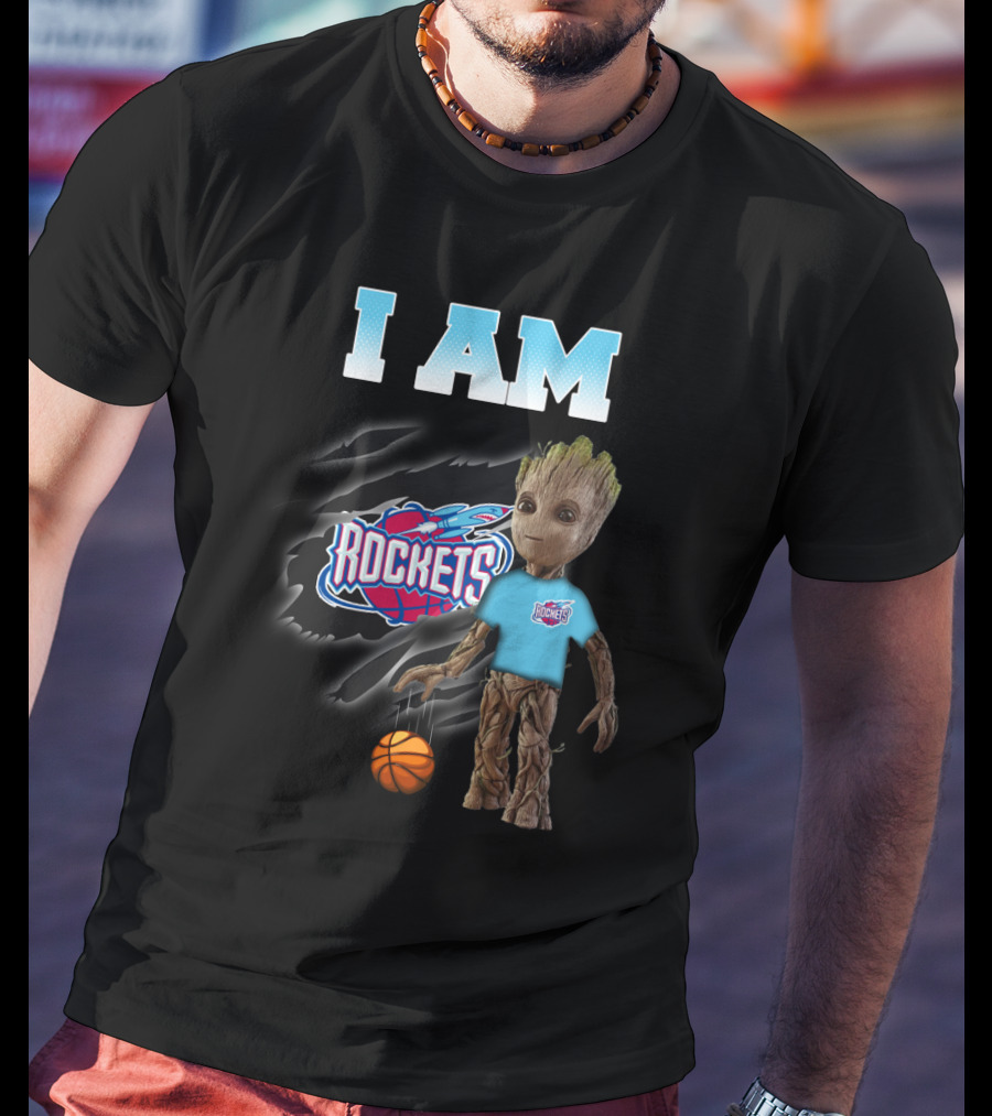 I Am Rockets Groot With Basketball Fan Gear T-Shirt