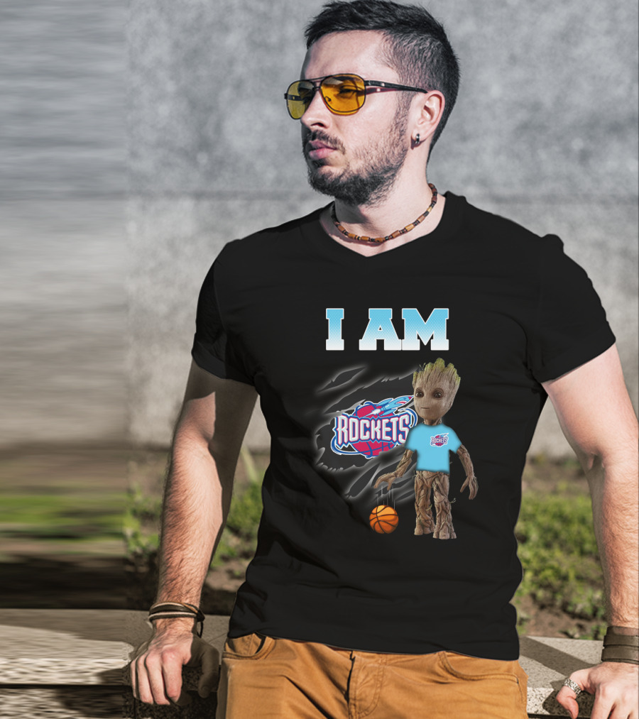 I Am Rockets Groot With Basketball Fan Gear T-Shirt