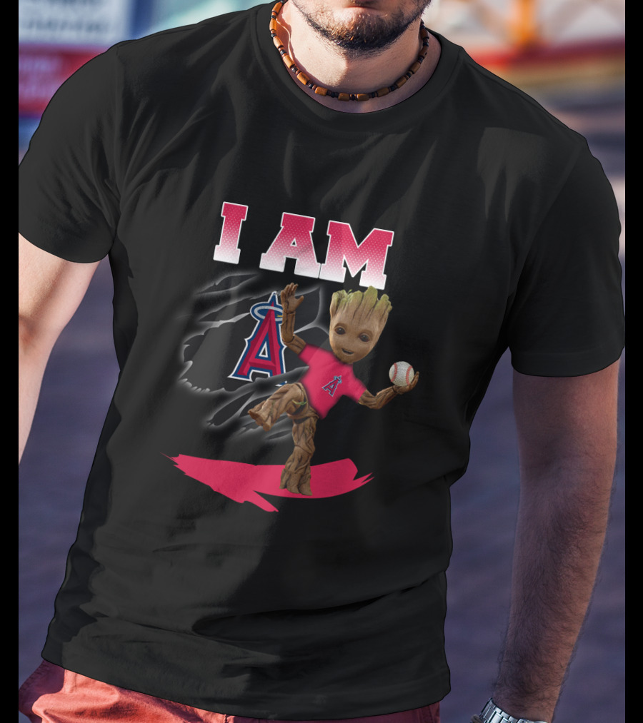 I Am Los Angeles Angels Groot With Baseball T-Shirt