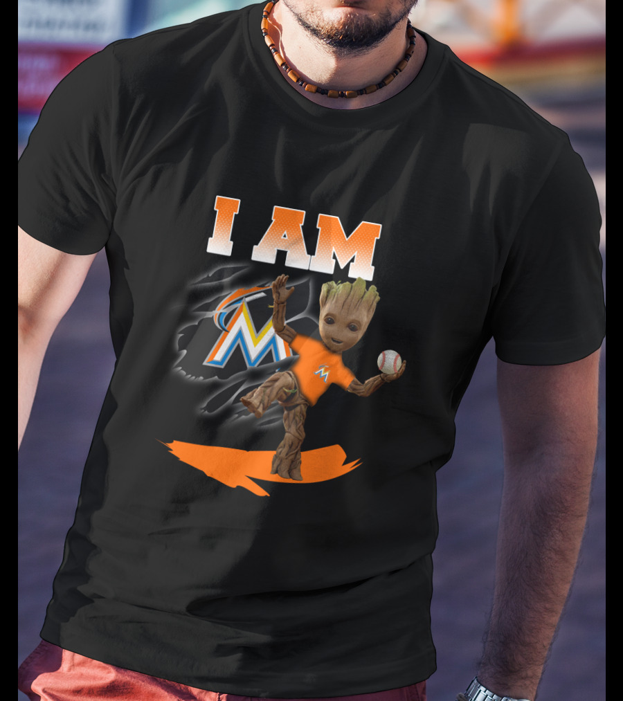 I Am Miami Marlins Groot Baseball Fan Character T-Shirt