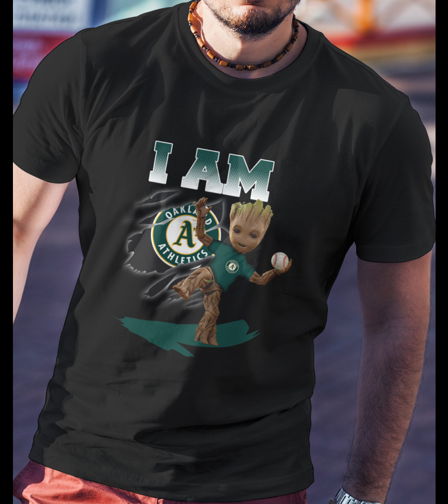 I Am Oakland Athletics Groot Baseball Fan T-Shirt