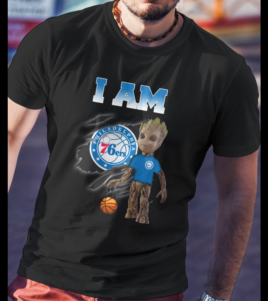 I Am Philadelphia 76ers Groot Basketball Fan T-Shirt