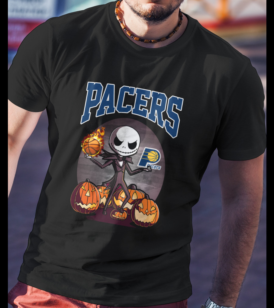 Pacers Jack Skellington Halloween Indiana Basketball Pumpkins T-Shirt