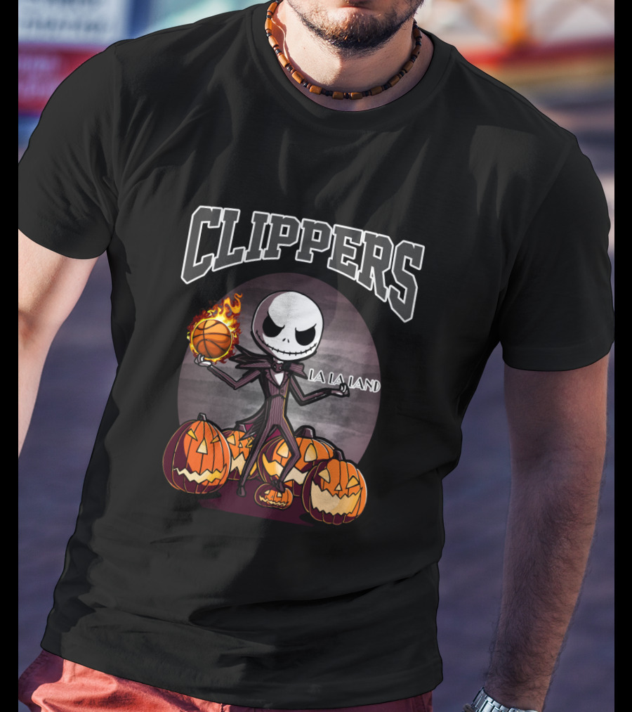 Clippers Jack Skellington Halloween LA La Land Basketball Pumpkins T-Shirt