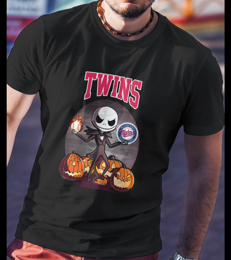 Twins Jack Skellington Pumpkins Minnesota Twins Baseball T-Shirt