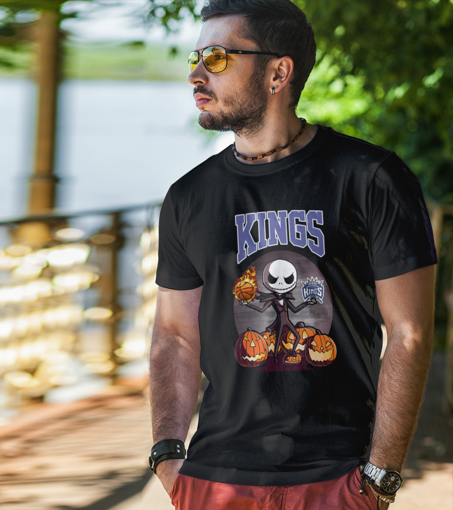 Jack Skellington Basketball Sacramento Kings Halloween Pumpkin T-Shirt