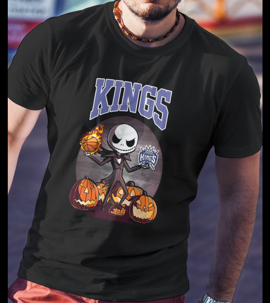 Jack Skellington Basketball Sacramento Kings Halloween Pumpkin T-Shirt