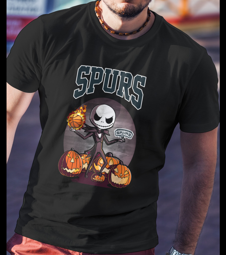 San Antonio Spurs Jack Skellington Halloween Pumpkins Basketball T-Shirt