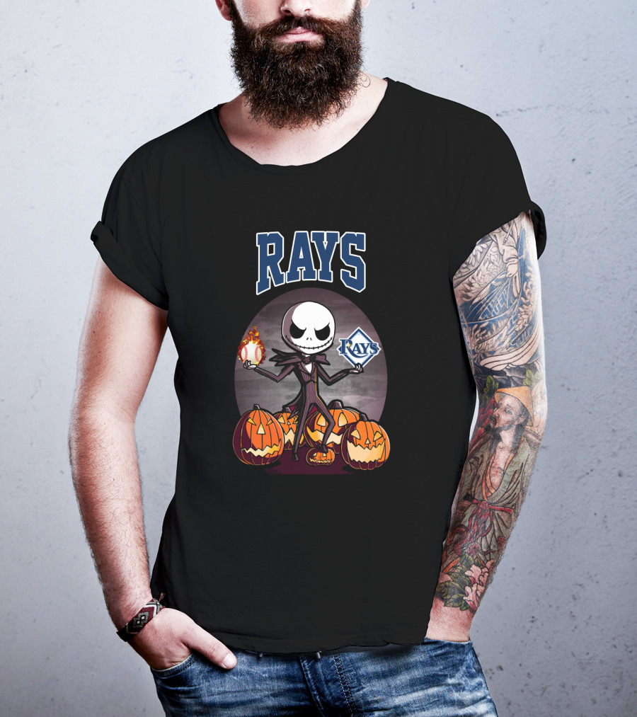 Rays Jack Skellington Halloween Tampa Bay Baseball Pumpkins T-Shirt