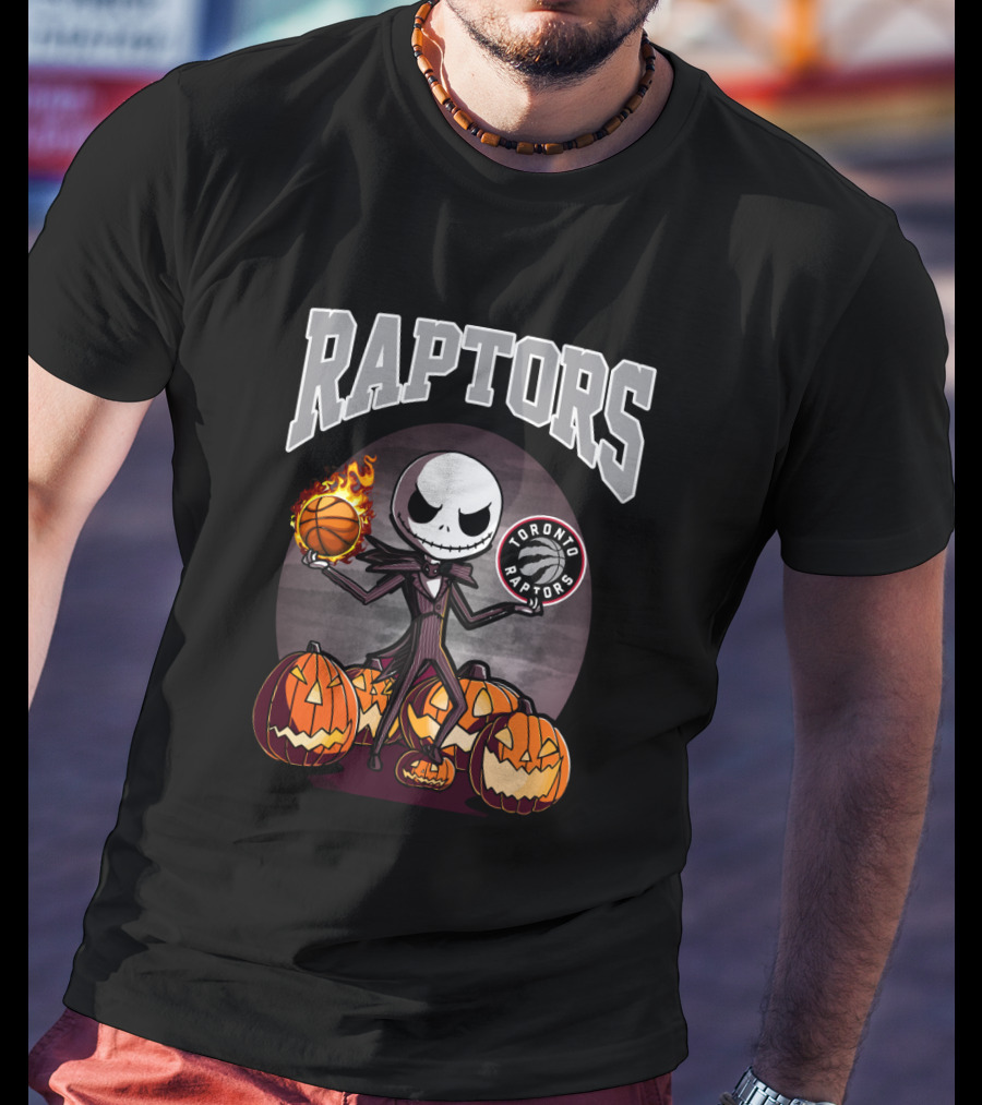 Raptors Halloween Jack Skellington Toronto Basketball Pumpkins T-Shirt