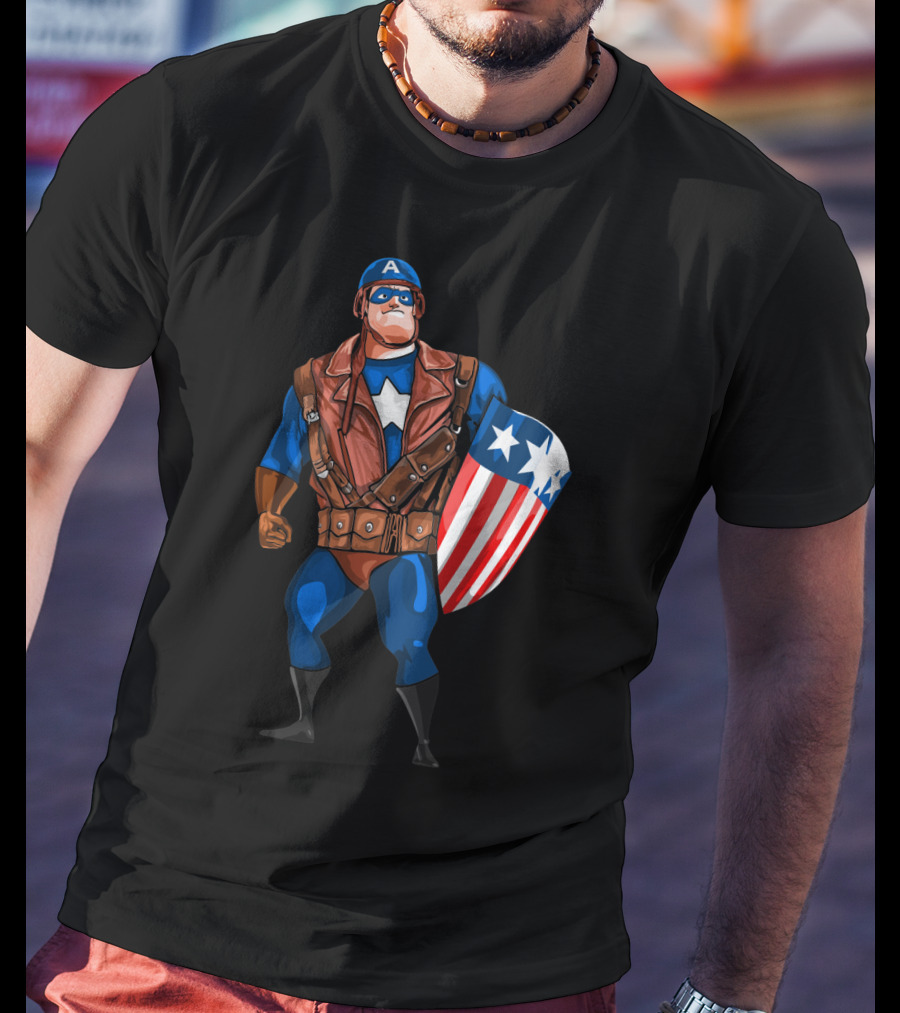 Mr. Incredible Bob Parr Captain America Shield Stars Comic Crossover T-Shirt