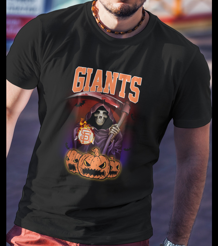 San Francisco Giants Grim Reaper Halloween Baseball Pumpkin T-Shirt