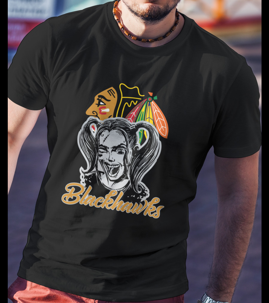 Harley Quinn Chicago Blackhawks Collaboration T-Shirt