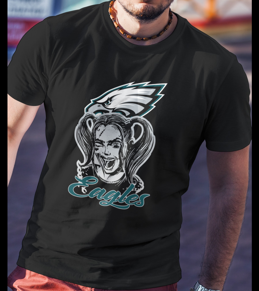 Harley Quinn Eagles Fan With Philadelphia Eagles T-Shirt