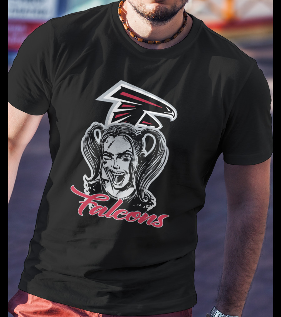 Harley Quinn And Atlanta Falcons Logo Fans Falcons T-Shirt