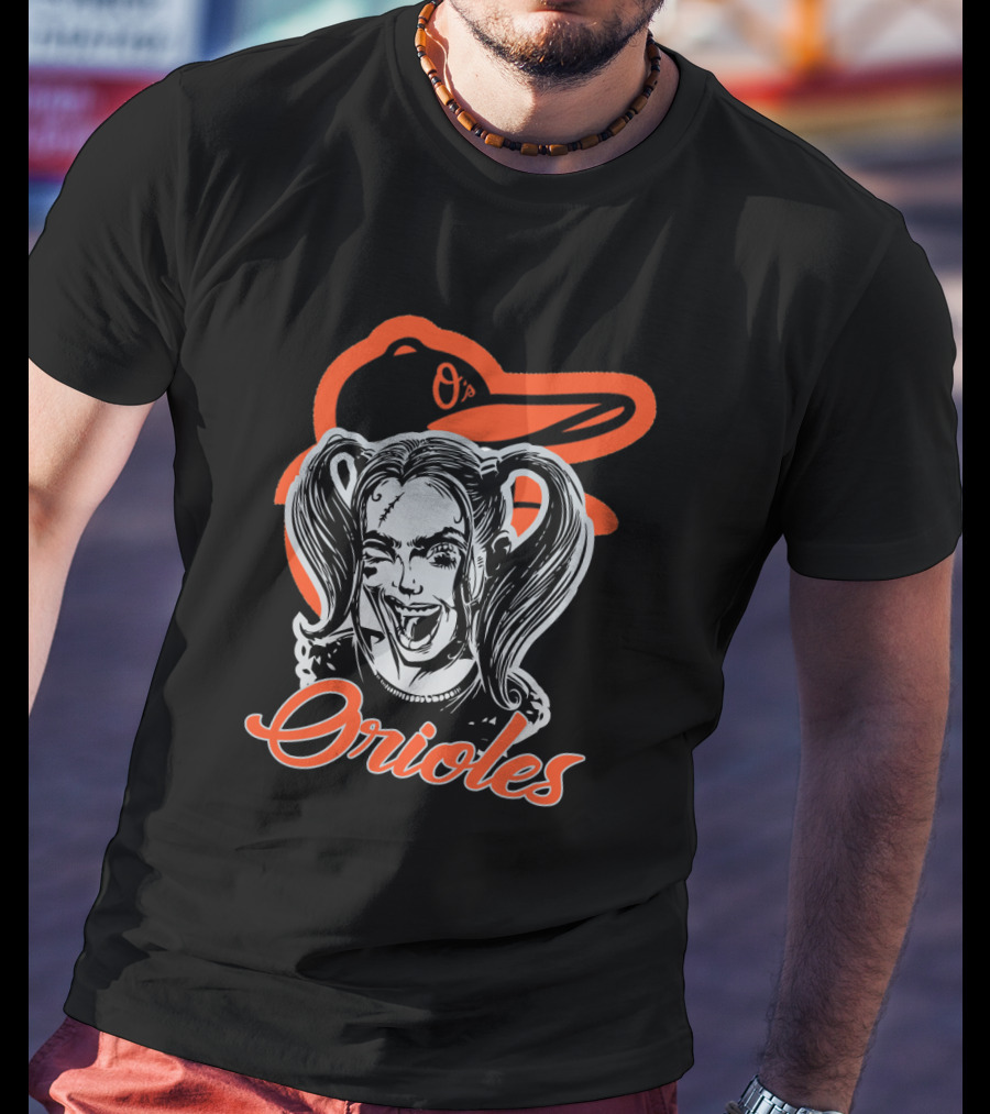Harley Quinn And Baltimore Orioles Logo Orioles T-Shirt