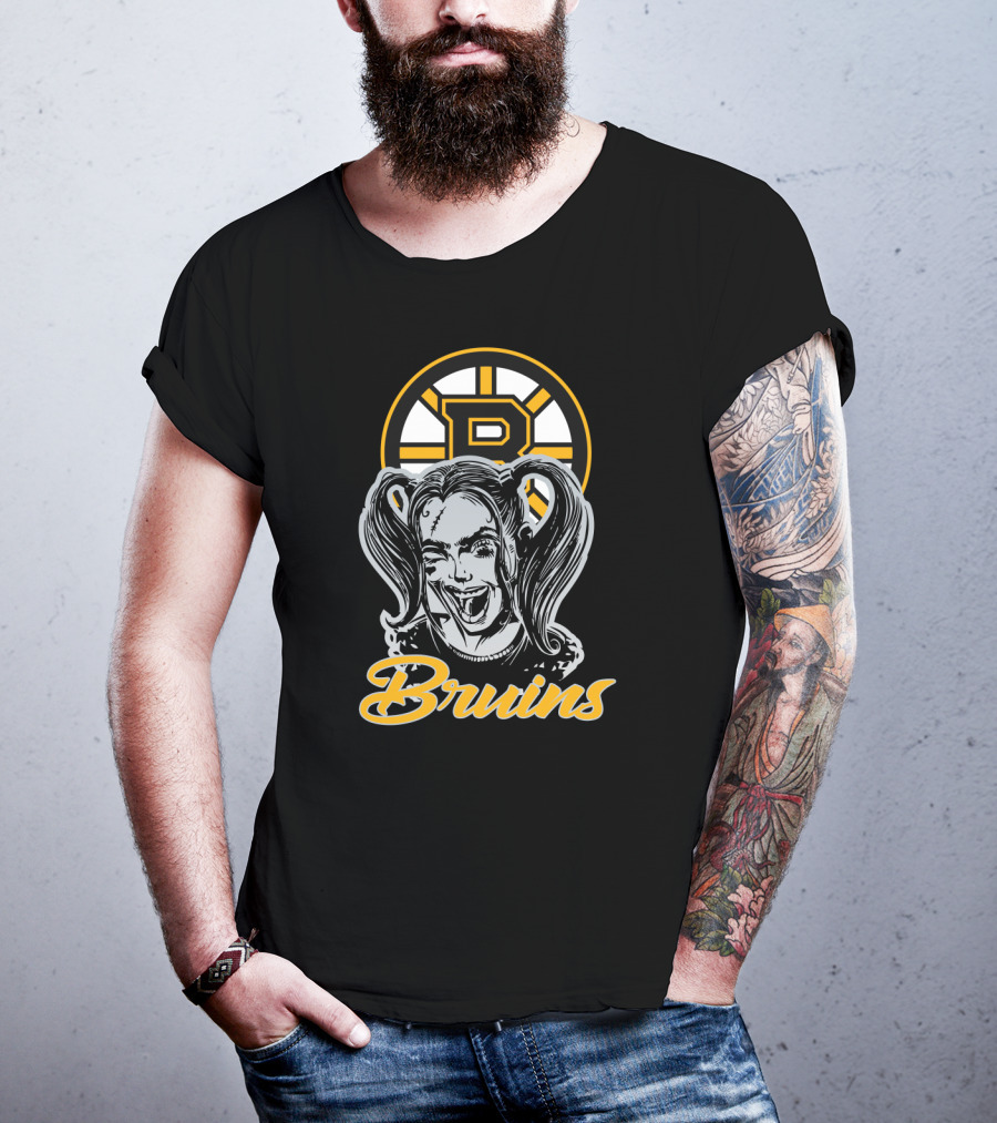 Harley Quinn Meets Bruins Fanatic With Iconic Boston Bruins T-Shirt