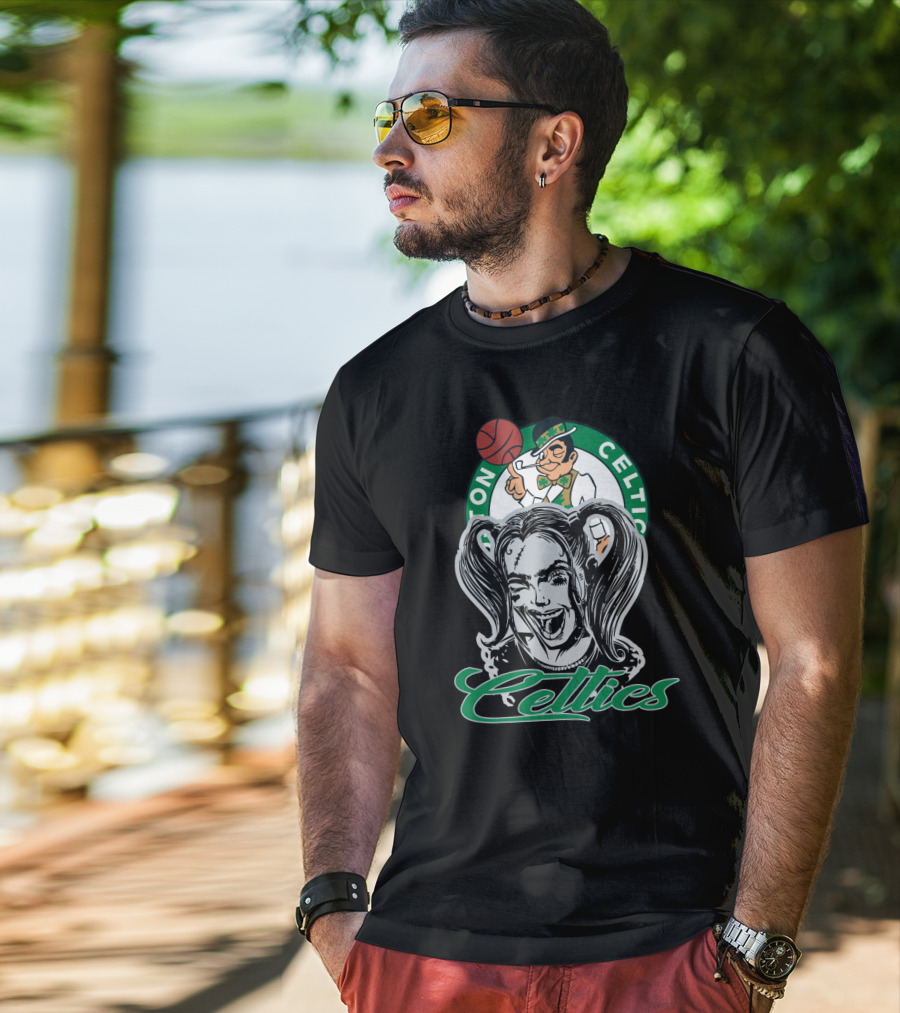 Harley Quinn Boston Celtics Fan Mashup T-Shirt