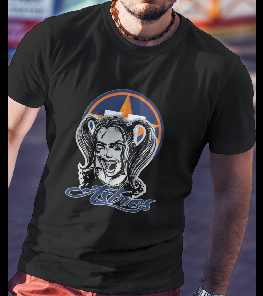 Harley Quinn Astros Fan Logo Graphic Combination T-Shirt