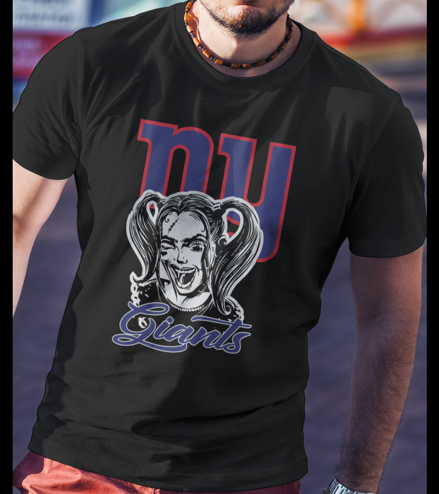 Ny Giants Meets Harley Quinn Fan Crossover T-Shirt