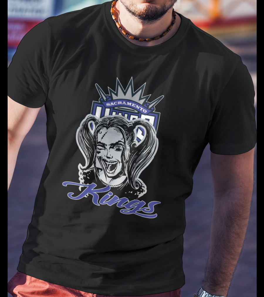 Harley Quinn Sacramento Kings Fans Logo Face T-Shirt