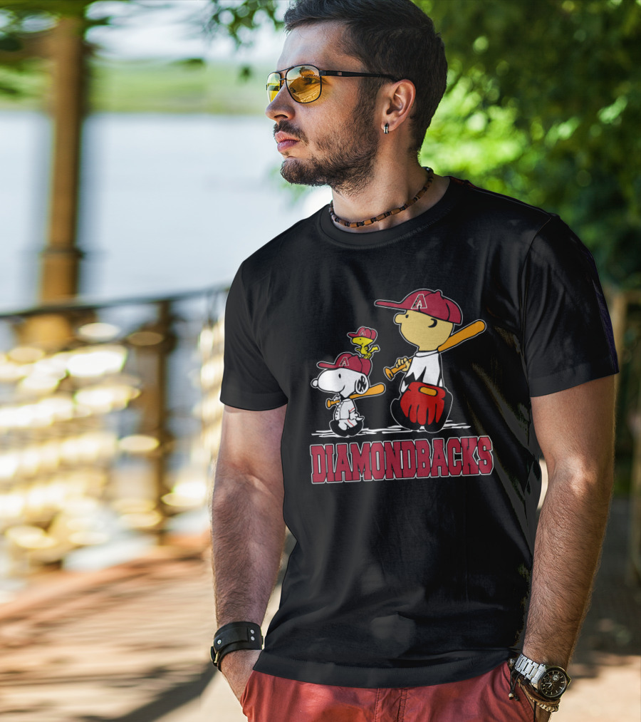 Diamondbacks Snoopy Charlie Brown Woodstock Baseball Fans T-Shirt