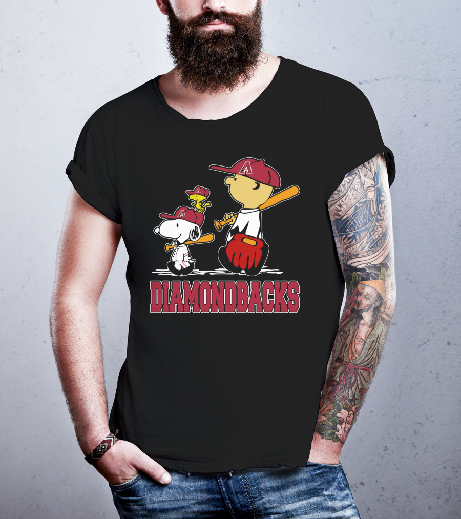 Diamondbacks Snoopy Charlie Brown Woodstock Baseball Fans T-Shirt